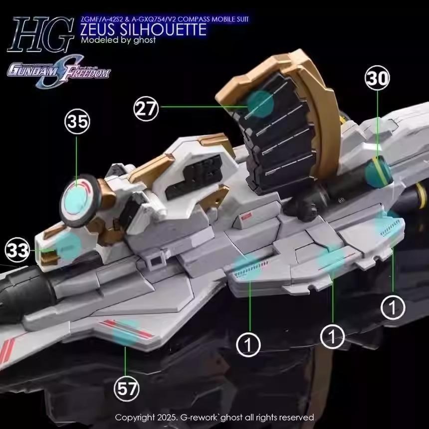 [BUOCO] 炎水貼 GHOST HG 神王型外掛裝備 專用水貼 螢光水貼 宙斯魅影 命運鋼彈 SpceⅡ 宙斯裝-細節圖8