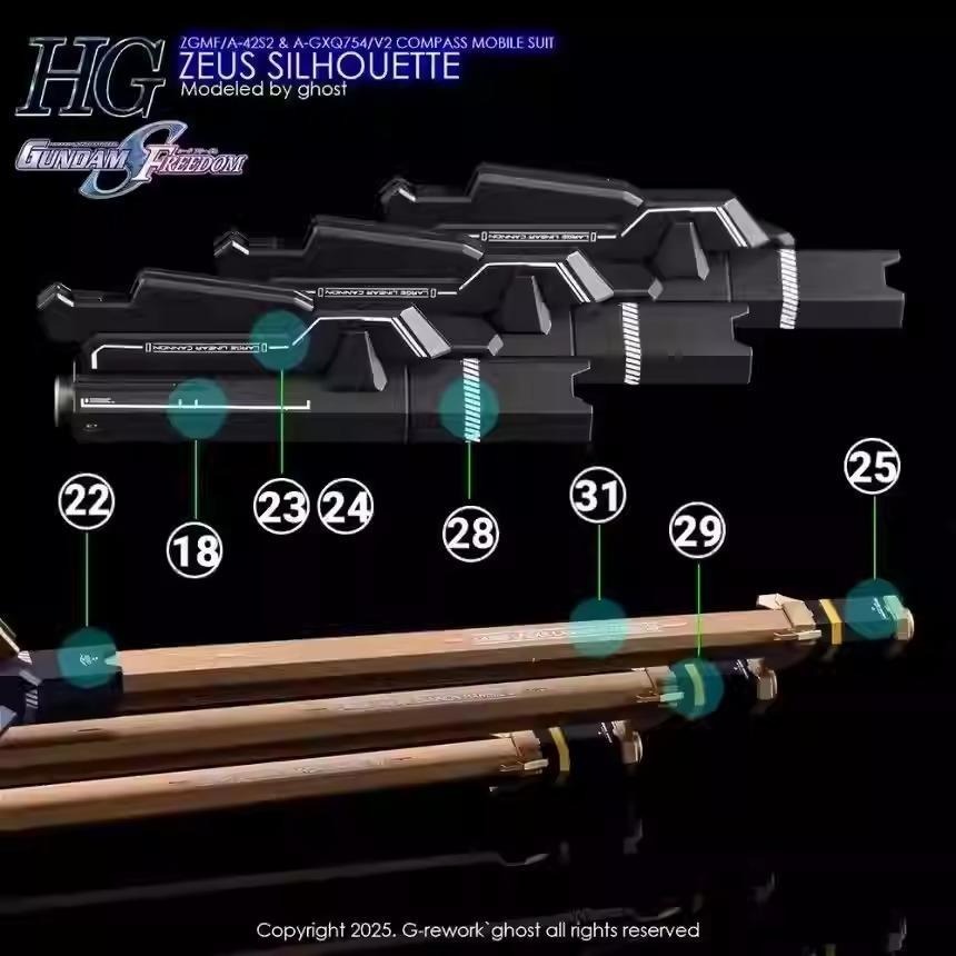 [BUOCO] 炎水貼 GHOST HG 神王型外掛裝備 專用水貼 螢光水貼 宙斯魅影 命運鋼彈 SpceⅡ 宙斯裝-細節圖9