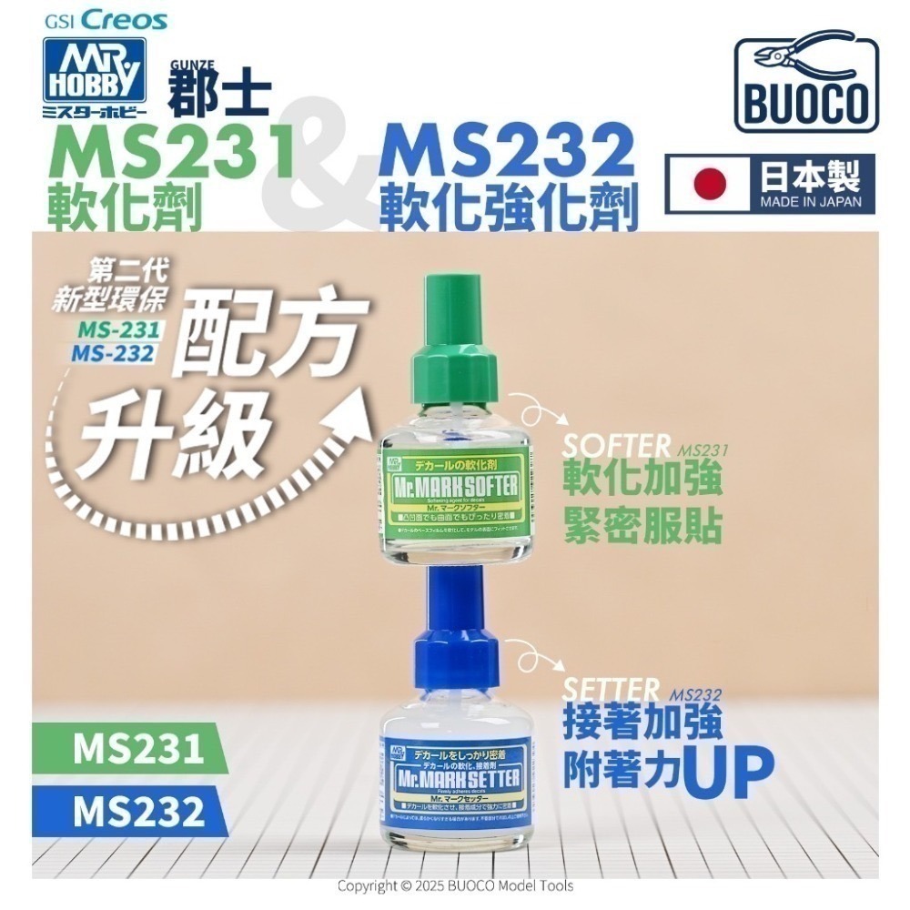 [BUOCO] MR.HOBBY GUNZE 郡氏 GSI MS231 水貼軟化劑 綠蓋 40ml 日本製-規格圖9