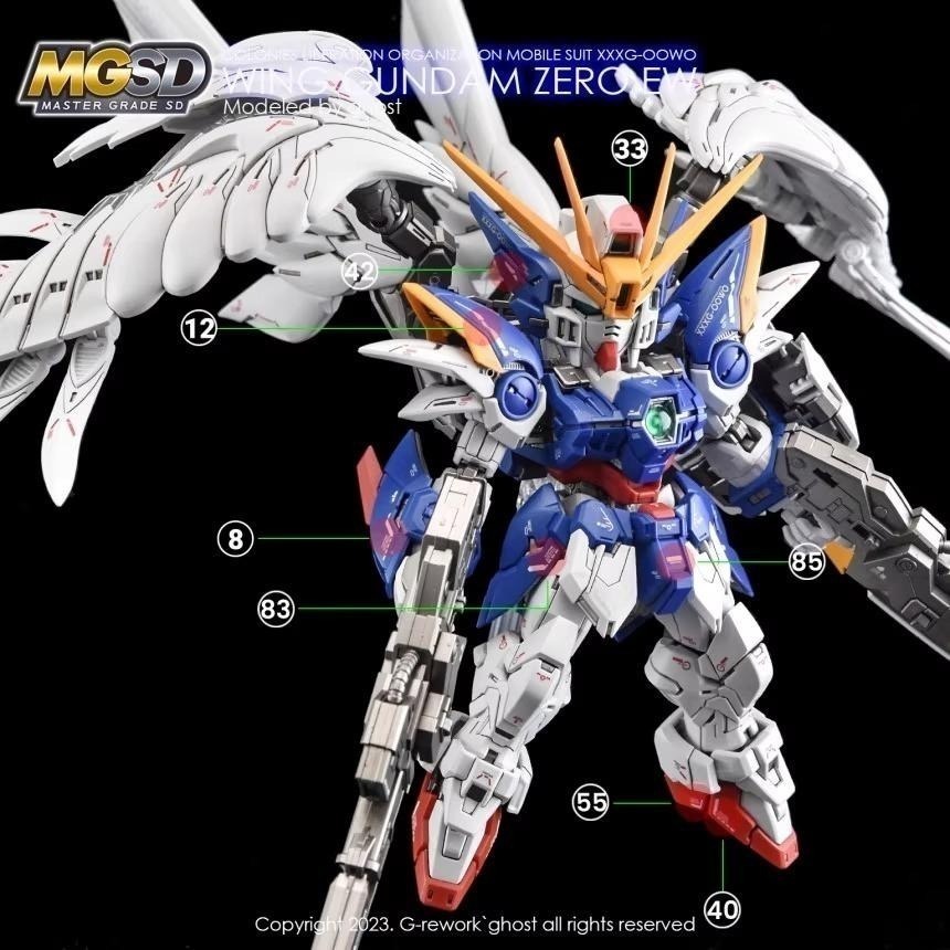 [BUOCO] 炎 GHOST版 MGSD 飛翼鋼彈零式 WING GUNDAM ZERO EW 專用水貼 螢光水貼-細節圖3