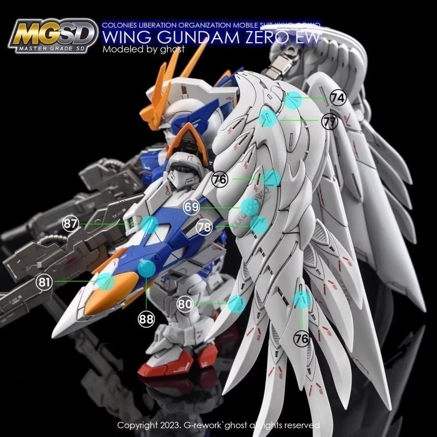 [BUOCO] 炎 GHOST版 MGSD 飛翼鋼彈零式 WING GUNDAM ZERO EW 專用水貼 螢光水貼-細節圖5