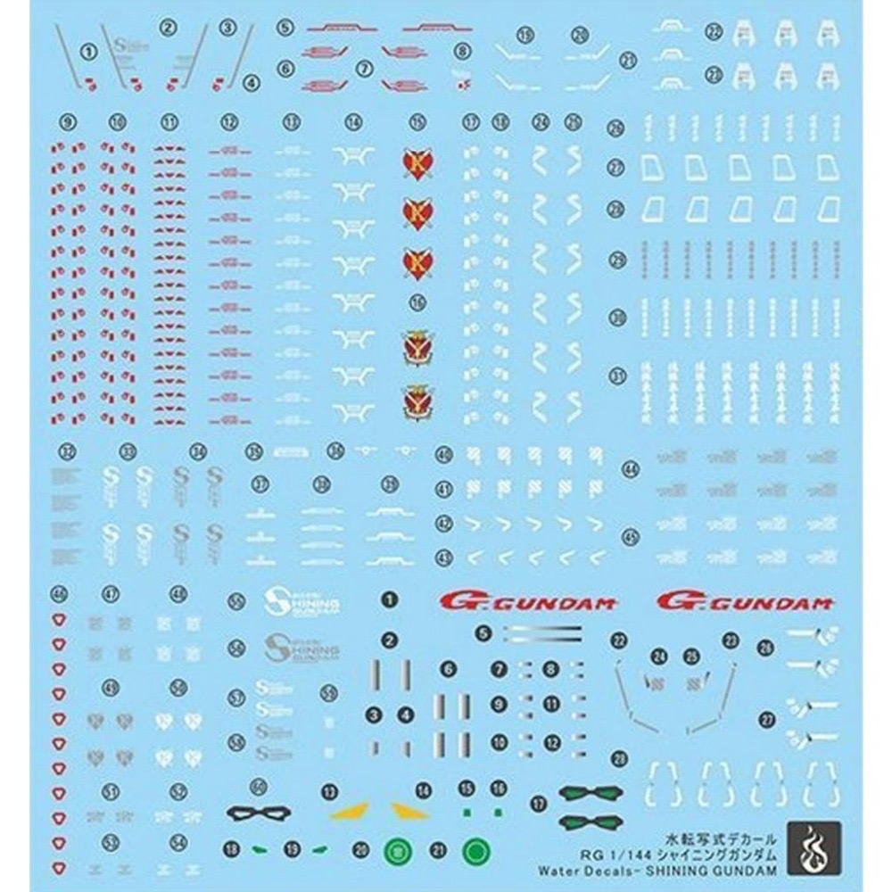[BUOCO] 炎水貼 RG 1/144 #42 閃光鋼彈 GF13-017NJ Shining Gundam 螢光水貼-細節圖2