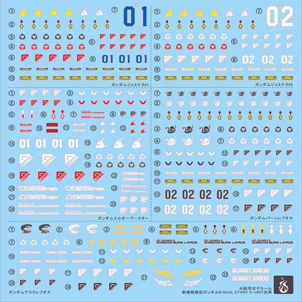 [BUOCO] 炎水貼 HG 雙子座 1號 2號 亞斯古利奧 音速 班雷普歐斯 專用水貼 鋼彈W外傳-細節圖2