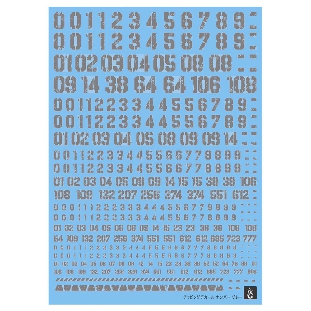 [BUOCO] 炎水貼 通用水貼 1/100・1/144 舊化掉漆 斑駁 字母＋數字 灰色／白色 水貼-細節圖4