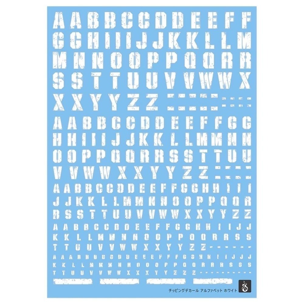 [BUOCO] 炎水貼 通用水貼 1/100・1/144 舊化掉漆 斑駁 字母＋數字 灰色／白色 水貼-細節圖3