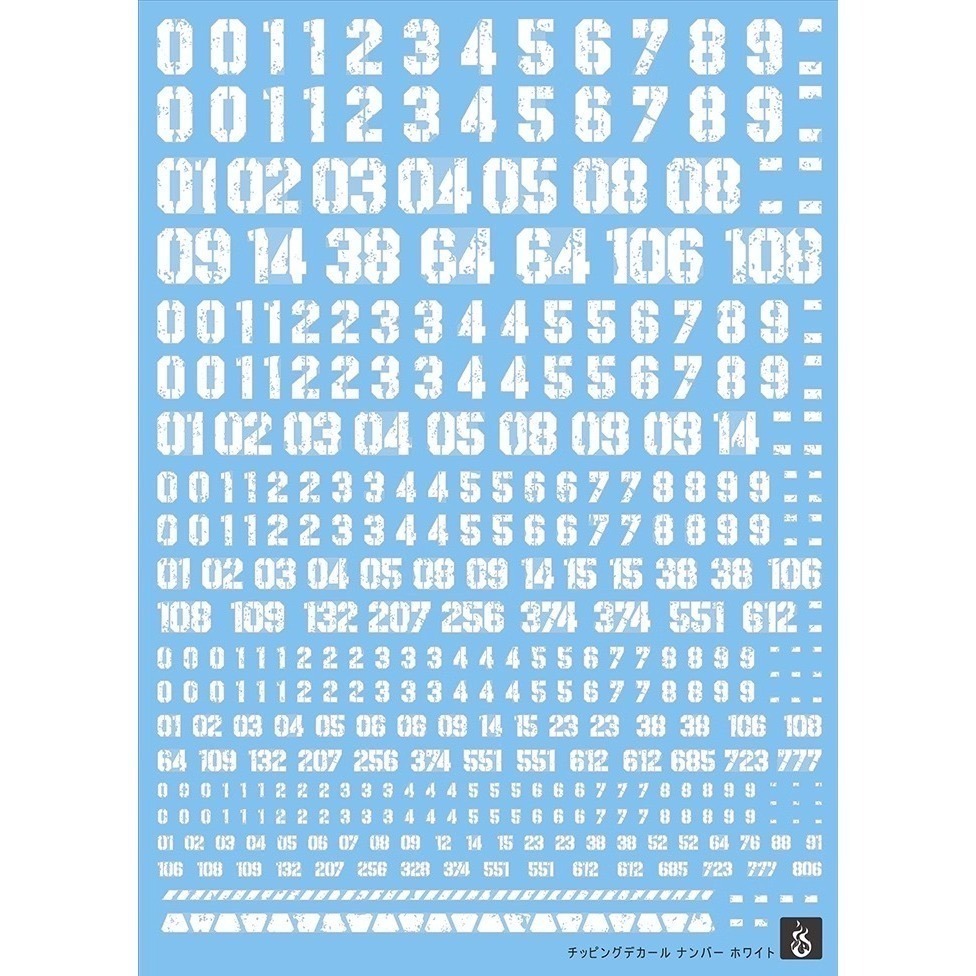 [BUOCO] 炎水貼 通用水貼 1/100・1/144 舊化掉漆 斑駁 字母＋數字 灰色／白色 水貼-規格圖5