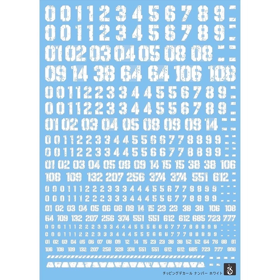 [BUOCO] 炎水貼 通用水貼 1/100・1/144 舊化掉漆 斑駁 字母＋數字 灰色／白色 水貼-規格圖5