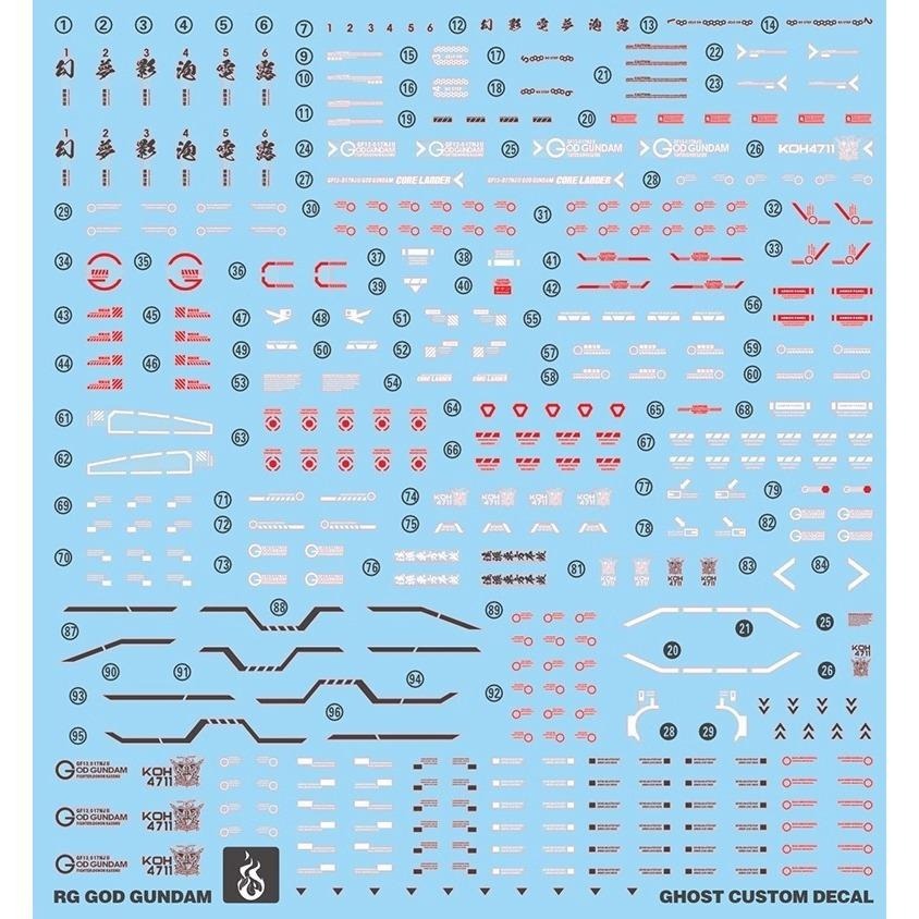 [BUOCO] 炎水貼 RG 1/144 #37 神鋼彈 God Gundam 機動武鬥傳G鋼彈 螢光水貼-細節圖2