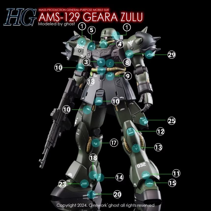 [BUOCO] 炎水貼 GHOST HG 1/144 基拉・祖魯(親衛隊機) 專用水貼 螢光水貼 基博・桑特 柯朗-細節圖4