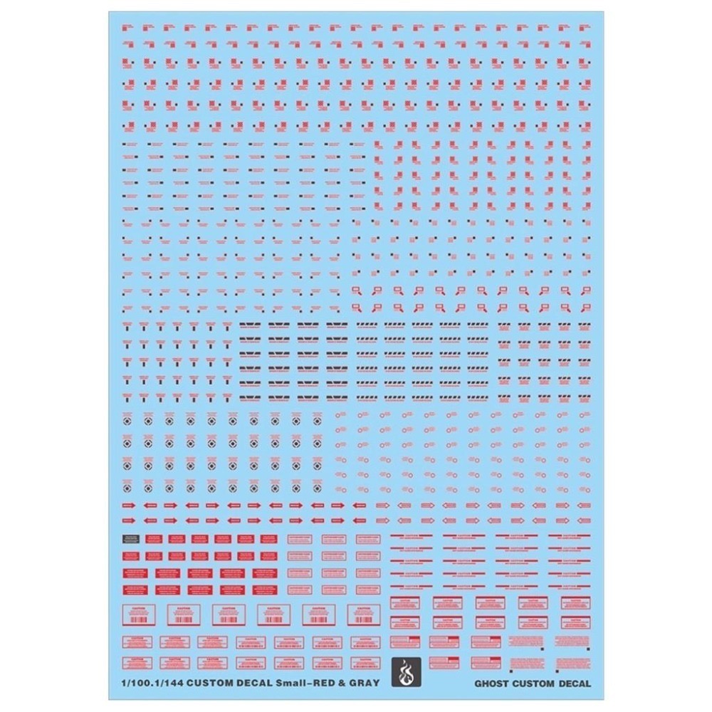 [BUOCO] 炎水貼 GHOST 通用 1/100・1/144 Logo／警示標示（紅黑／灰紅／白橙）螢光水貼-細節圖4