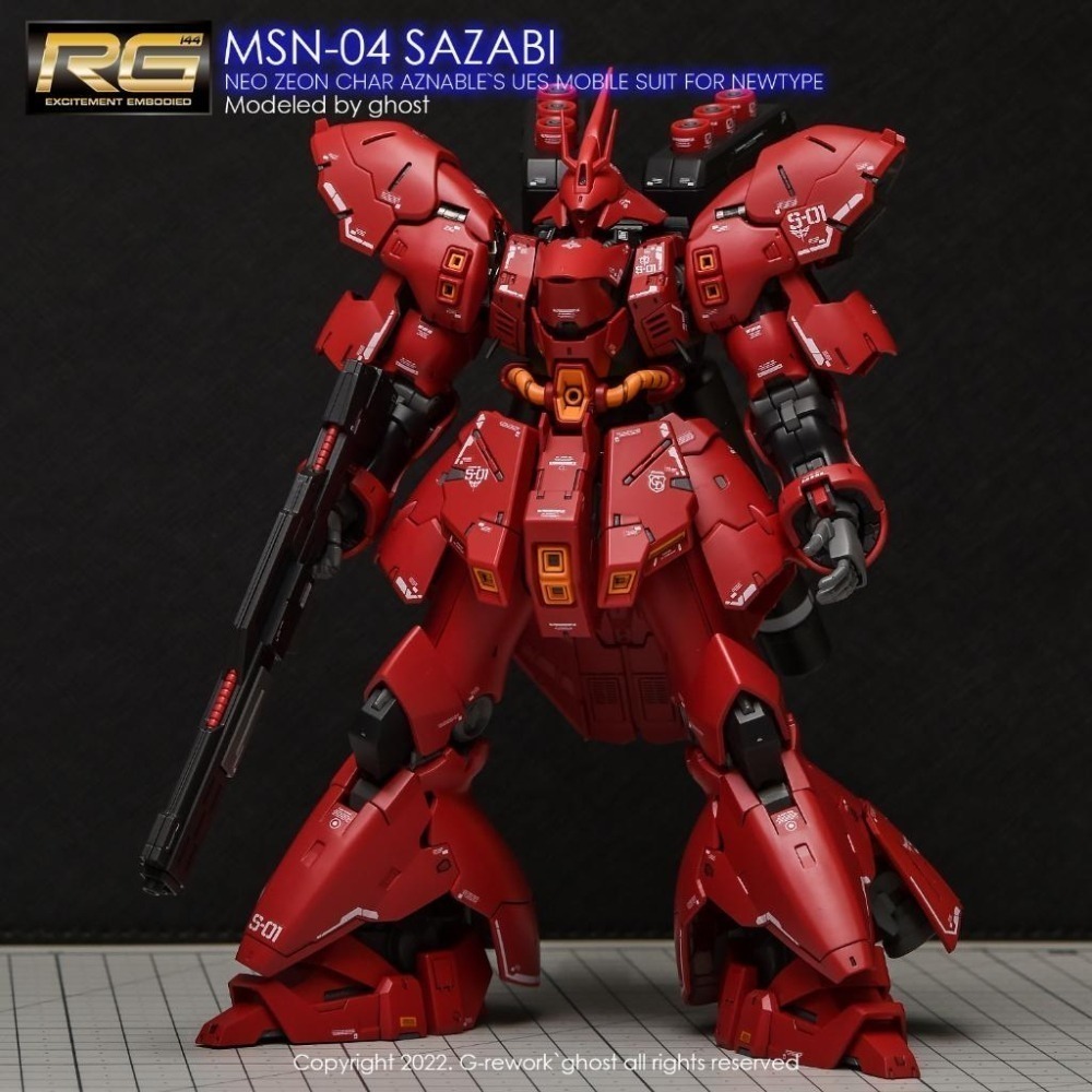 [BUOCO] 炎 GHOST版 RG 1/144 #29 SAZABI MSN-04 沙薩比 夏亞專用機 螢光水貼-細節圖3
