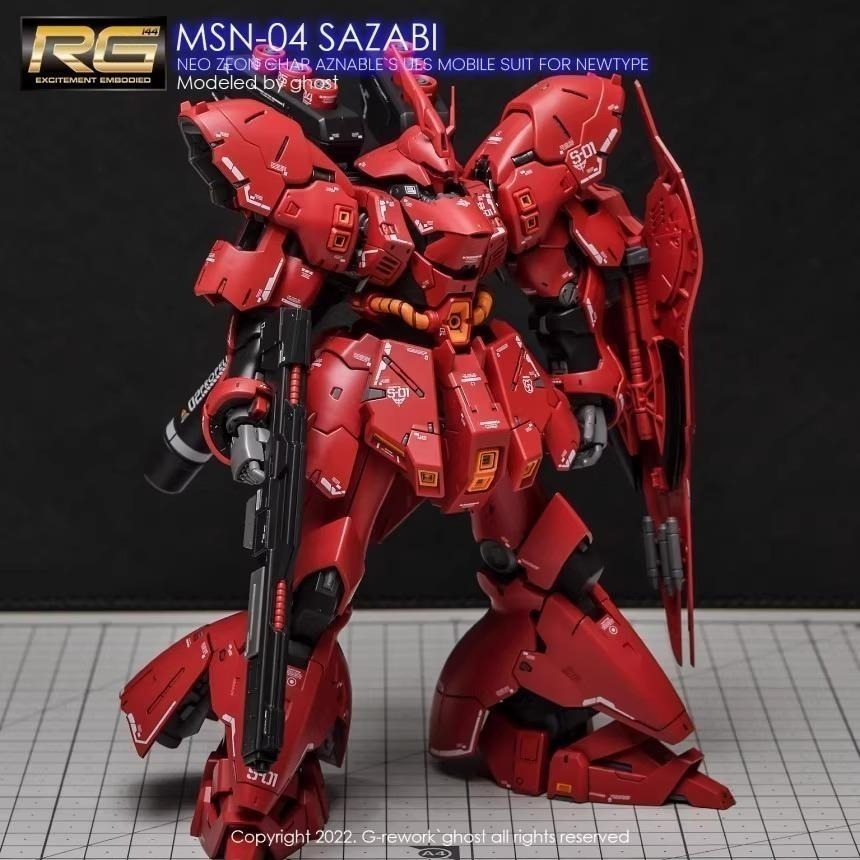 [BUOCO] 炎 GHOST版 RG 1/144 #29 SAZABI MSN-04 沙薩比 夏亞專用機 螢光水貼-細節圖6
