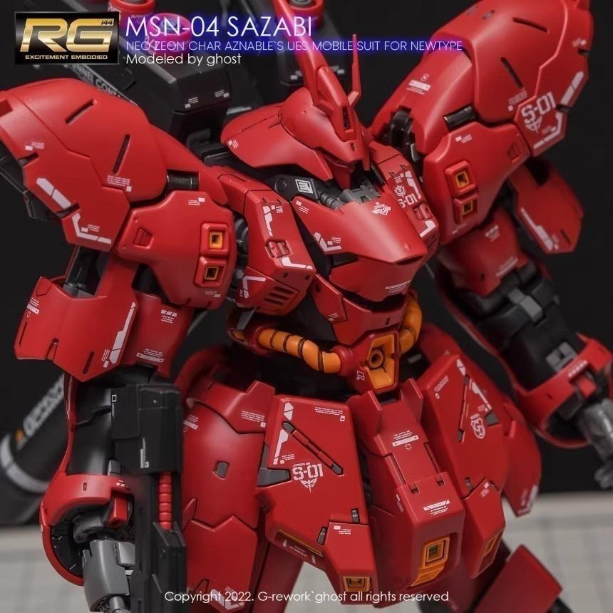 [BUOCO] 炎 GHOST版 RG 1/144 #29 SAZABI MSN-04 沙薩比 夏亞專用機 螢光水貼-細節圖7