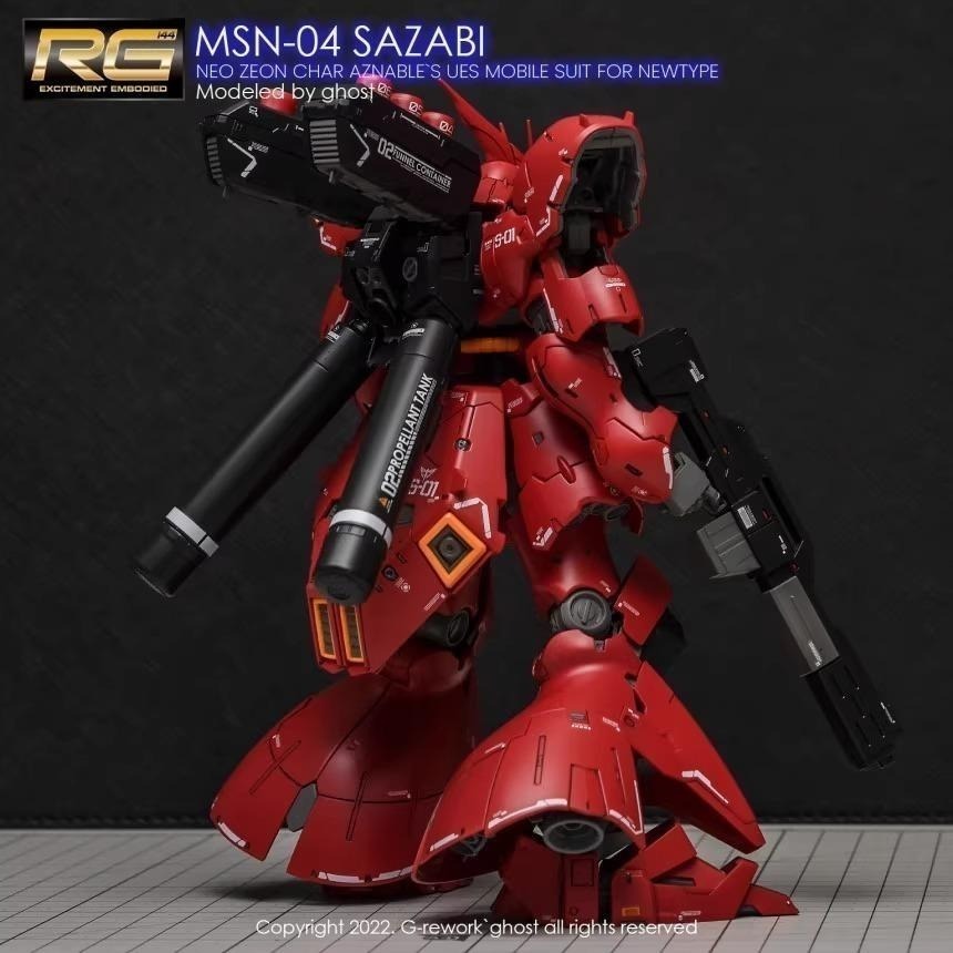 [BUOCO] 炎 GHOST版 RG 1/144 #29 SAZABI MSN-04 沙薩比 夏亞專用機 螢光水貼-細節圖8