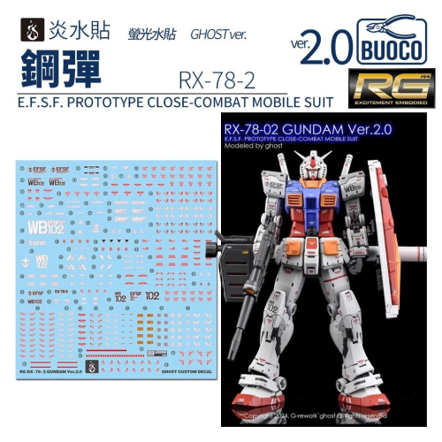 [BUOCO] 炎水貼 GHOST RG 1/144 #40 RX-78-2 鋼彈 Ver.2.0 專用水貼 螢光水貼 - BUOCO布歐宮 ...