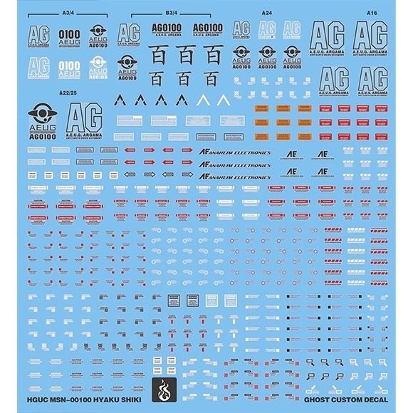 [BUOCO] 炎水貼 GHOST HG MSN-00100 HYAKU-SHIKI 百式 專用水貼 螢光水貼 新生百式-細節圖2