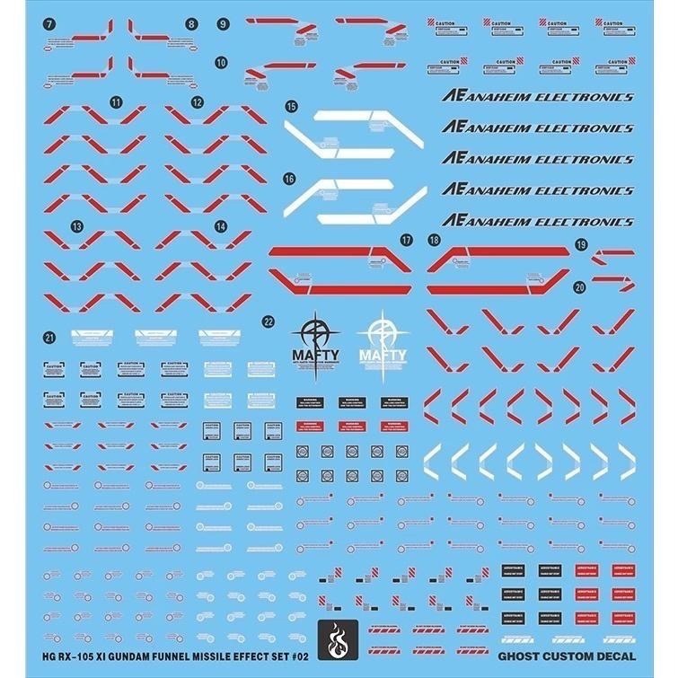 [BUOCO] 炎水貼 GHOST HG RX-105 XI GUNDAM 柯西 Ξ Xi 鋼彈 專用水貼 螢光水貼-細節圖2