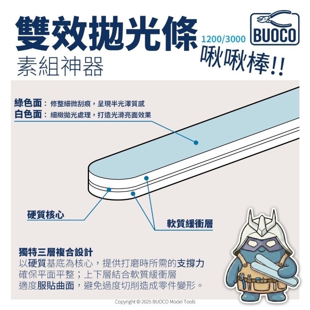 [BUOCO] 雙效拋光棒 1200/3000番 | 啾啾棒 湯口美容 鏡面拋光 | 模型工具 長/短版-細節圖2