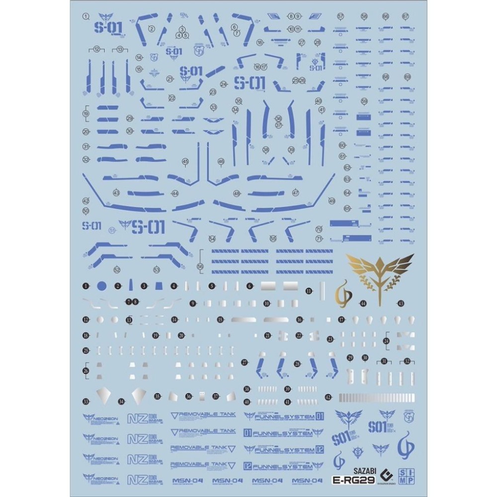 [BUOCO] EVO RG-29BL RG 沙薩比 GPB配色/藍色識別 專用螢光水貼 - 白色沙薩比 / 藍色 /-細節圖2