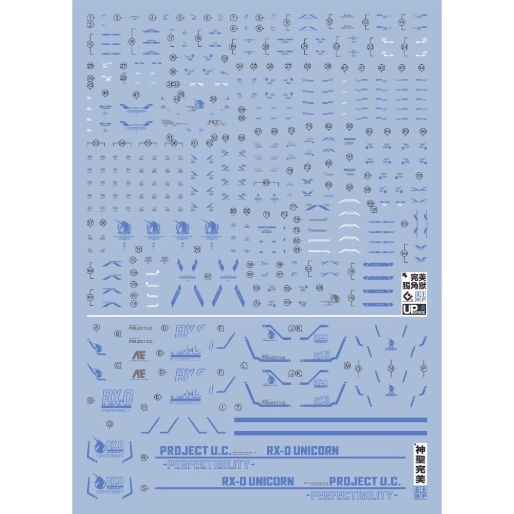 [BUOCO] EVO RG-30BL RG 完美獨角獸鋼彈 / Plan B 專用螢光水貼 (藍色版) - 神聖完美-規格圖6
