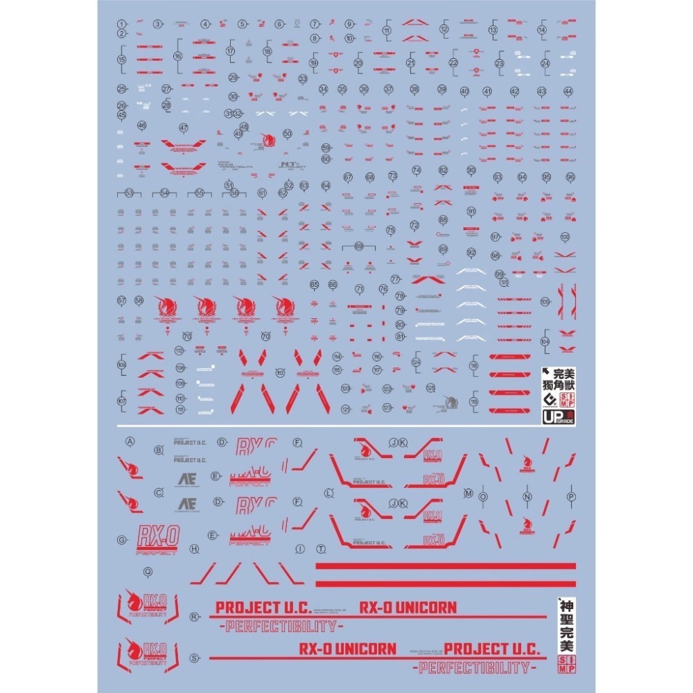 [BUOCO] EVO RG-30BL RG 完美獨角獸鋼彈 / Plan B 專用螢光水貼 (藍色版) - 神聖完美-規格圖6