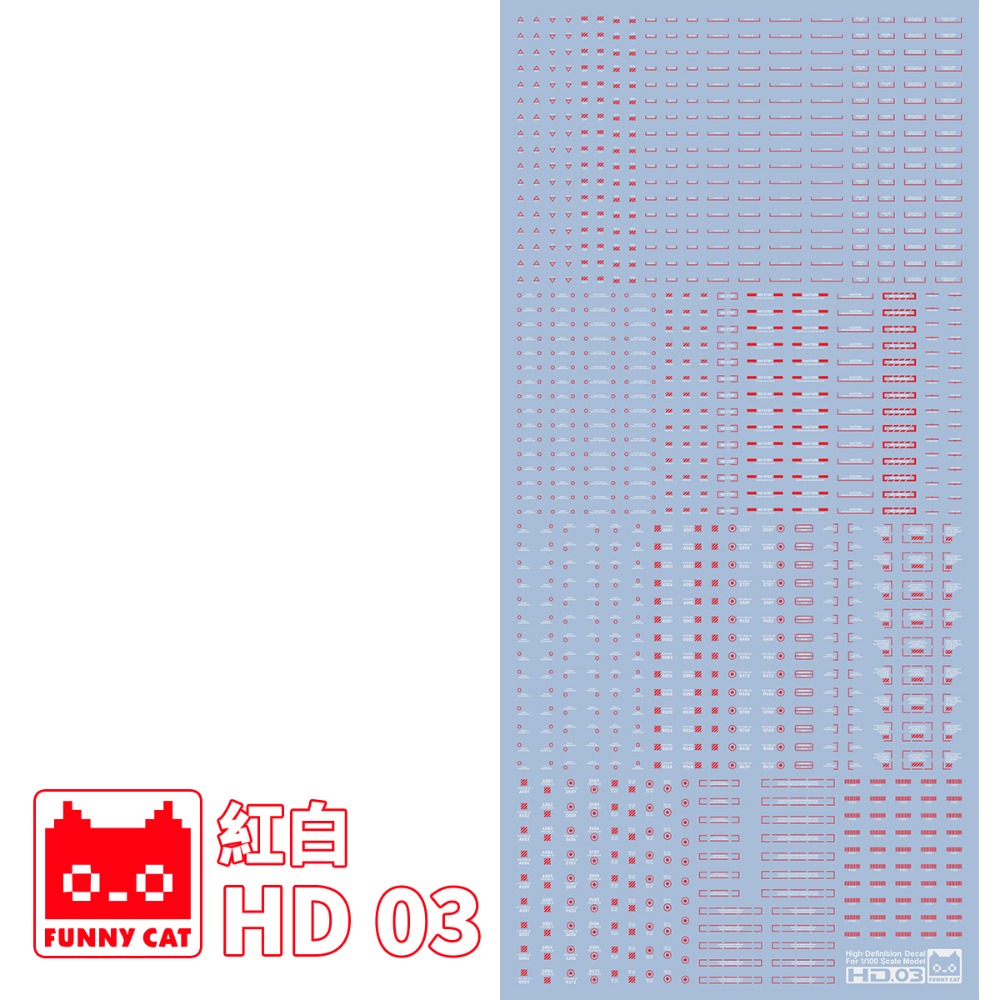 [BUOCO] 方貓 HD高解析通用水貼 (1/100) - HD01/03/05 雙色系列 (紅白/紅灰) - 警示標-規格圖7