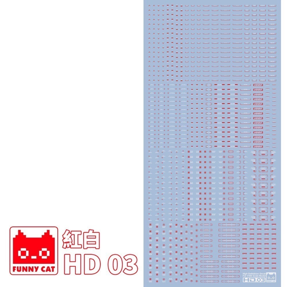 [BUOCO] EVO 方貓 HD高解析 通用水貼 (1/100) - HD01/03/05 雙色系列 (紅白/紅灰)-規格圖7