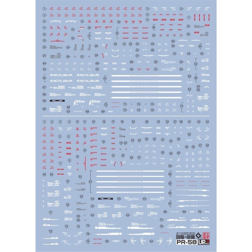 [BUOCO] EVO P-RG-58 RG 巨劍型脈衝 & 命運脈衝 雙版本通用螢光水貼 (1/144) - 真飛鳥-細節圖2
