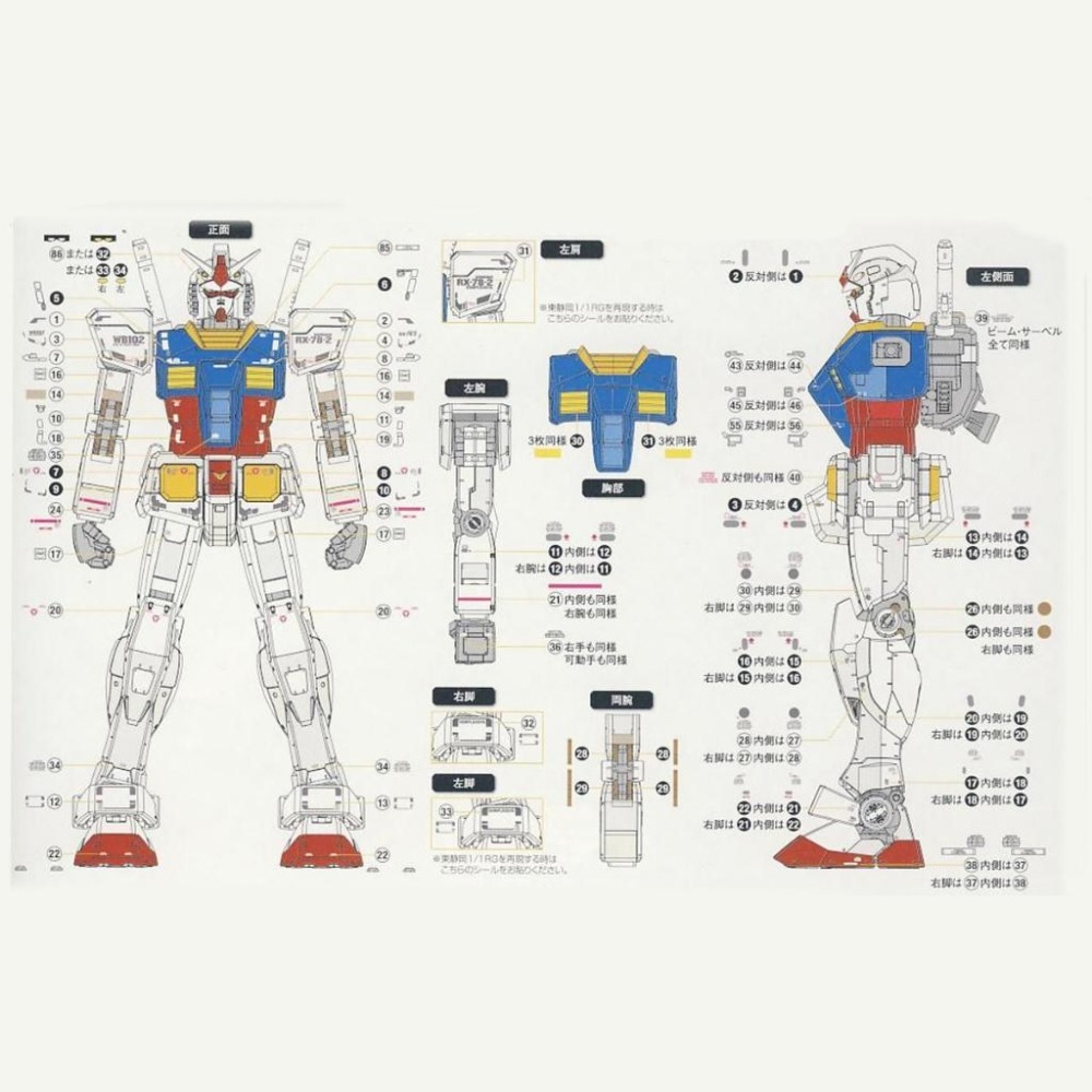 [BUOCO] EVO RG-01 RG 鋼彈 RX-78-2 專用螢光水貼 (1/144) - 阿姆羅 ver.1.0-細節圖4