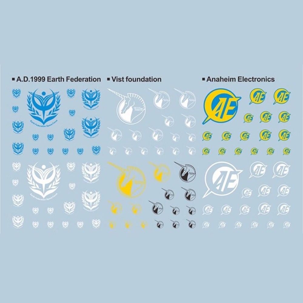 [BUOCO] EVO 0096 獨角獸系列 通用標誌水貼 (螢光版) 通用水貼 - 聯邦 / 新吉翁 / 畢斯特財團-細節圖4