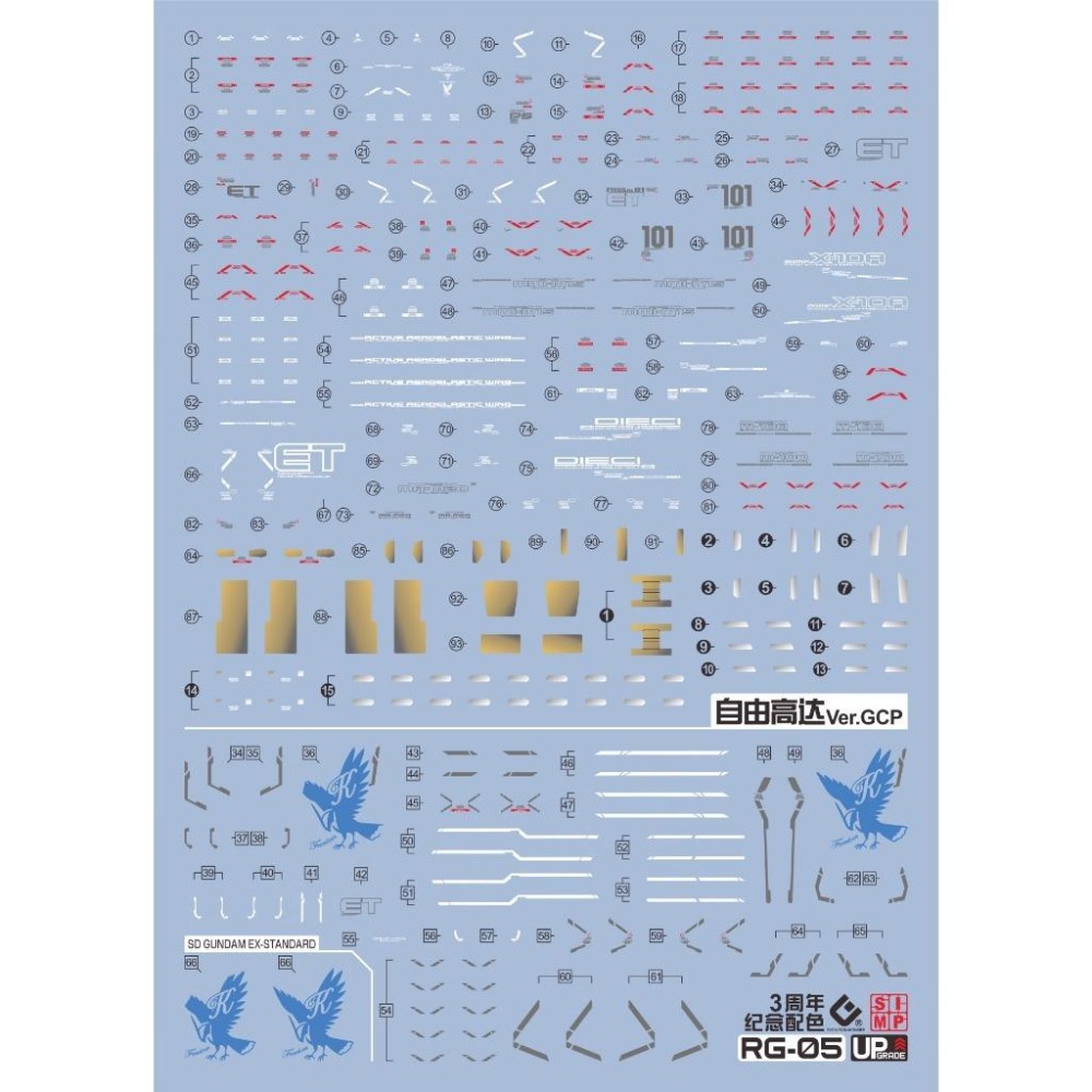 [BUOCO] EVO RG-05 RG 自由鋼彈 + Ver.GCP 3週年紀念版 專用螢光水貼 / 上海立像版-細節圖5