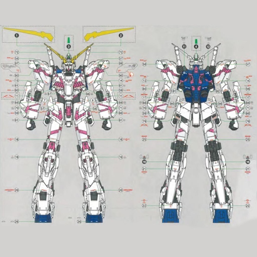 [BUOCO] EVO RG-25 RG 獨角獸鋼彈 專用螢光水貼 (含DE盾武裝) - 巴納吉 / 畢斯特財團 /-細節圖3