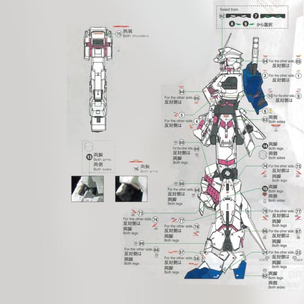 [BUOCO] EVO RG-25 RG 獨角獸鋼彈 專用螢光水貼 (含DE盾武裝) - 巴納吉 / 畢斯特財團 /-細節圖5