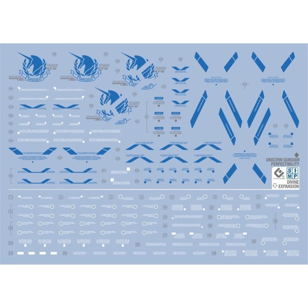 [BUOCO] EVO PG 1/60 完美型獨角獸鋼彈 / 神聖完美 / Plan B 專用螢光水貼 - 藍色框架-細節圖4