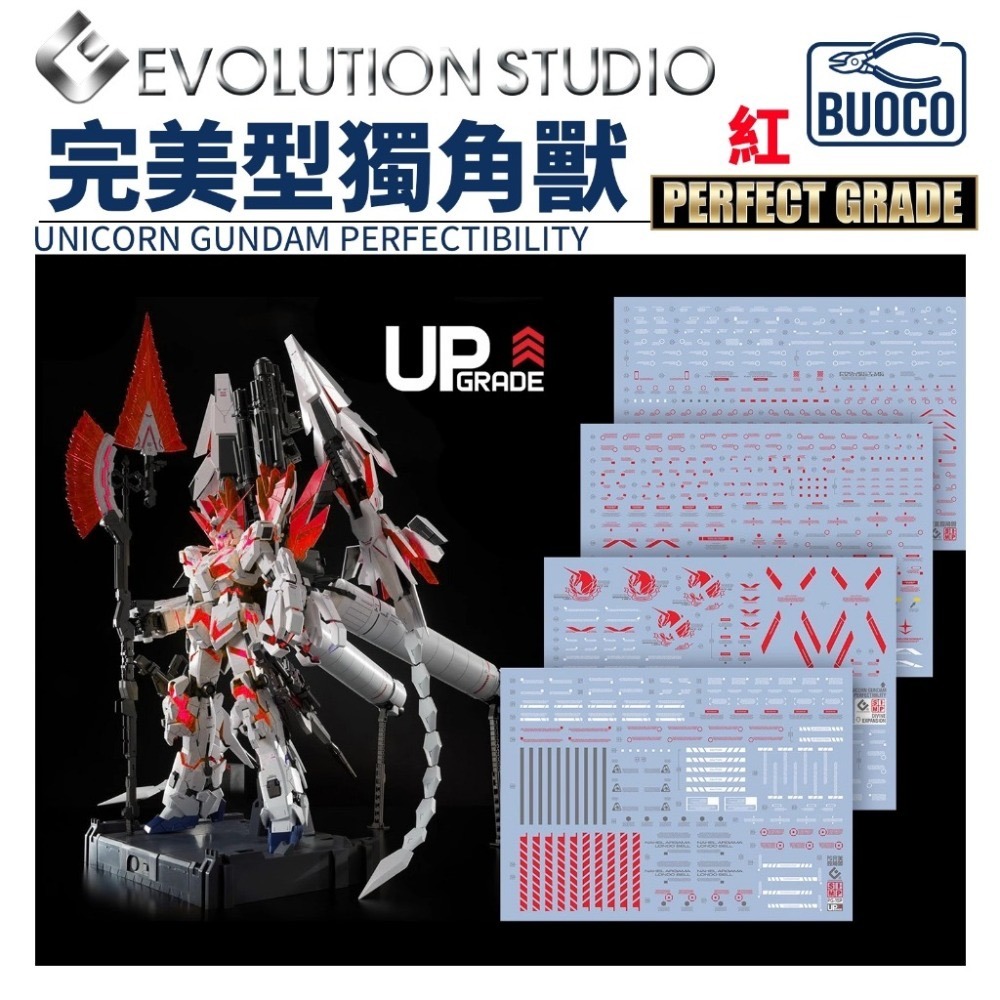 [BUOCO] EVO PG 1/60 完美型獨角獸鋼彈 / 神聖完美 / Plan B 專用螢光水貼 - 藍色框架-規格圖5