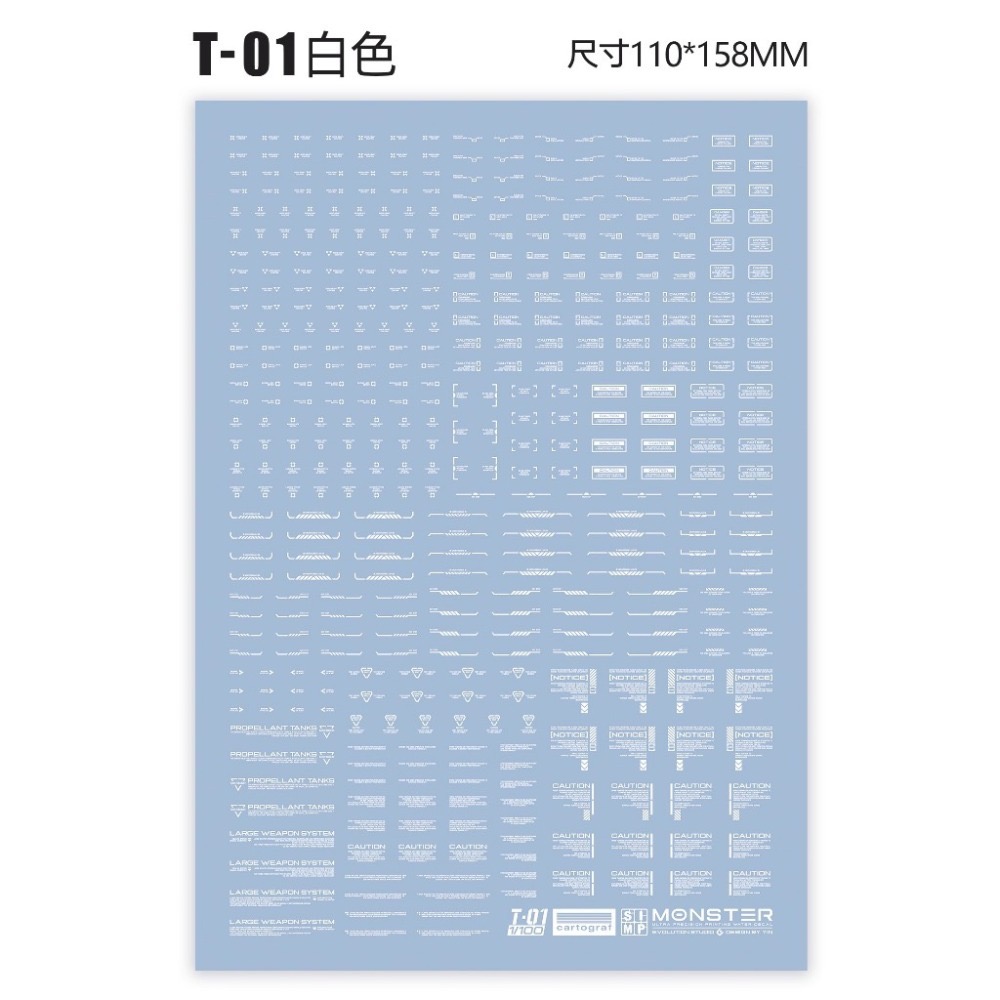 [BUOCO] EVO Monster系列 T-01/T-02 高解析通用水貼 (義大利Cartograf製)1/100-規格圖6