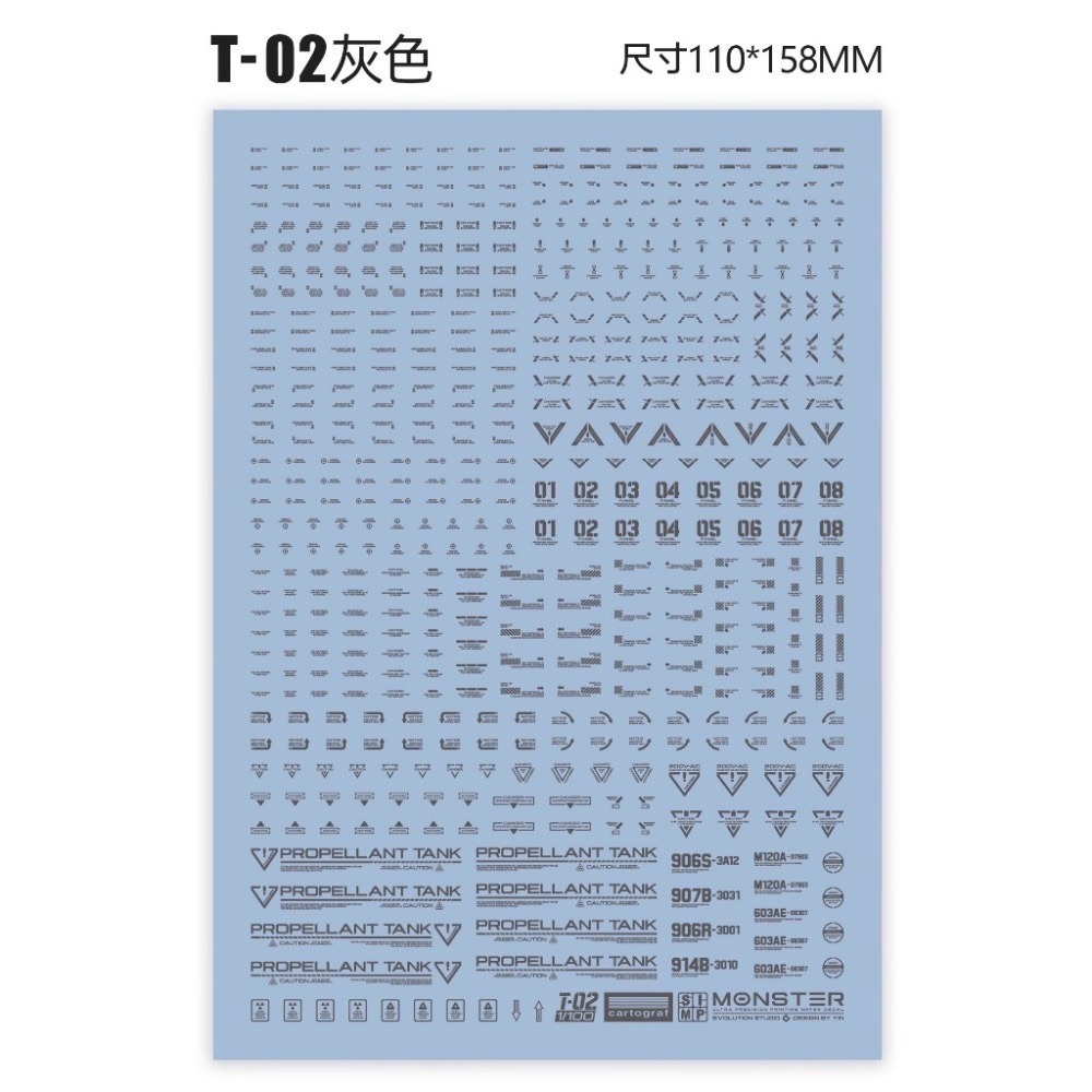 [BUOCO] EVO Monster系列 T-01/T-02 高解析通用水貼 (義大利Cartograf製)1/100-規格圖6
