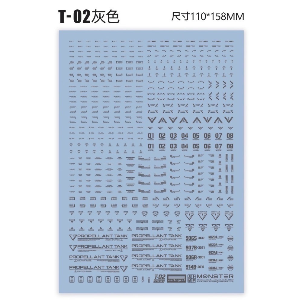 [BUOCO] EVO Monster系列 T-01/T-02 高解析通用水貼 (義大利Cartograf製)1/100-規格圖6