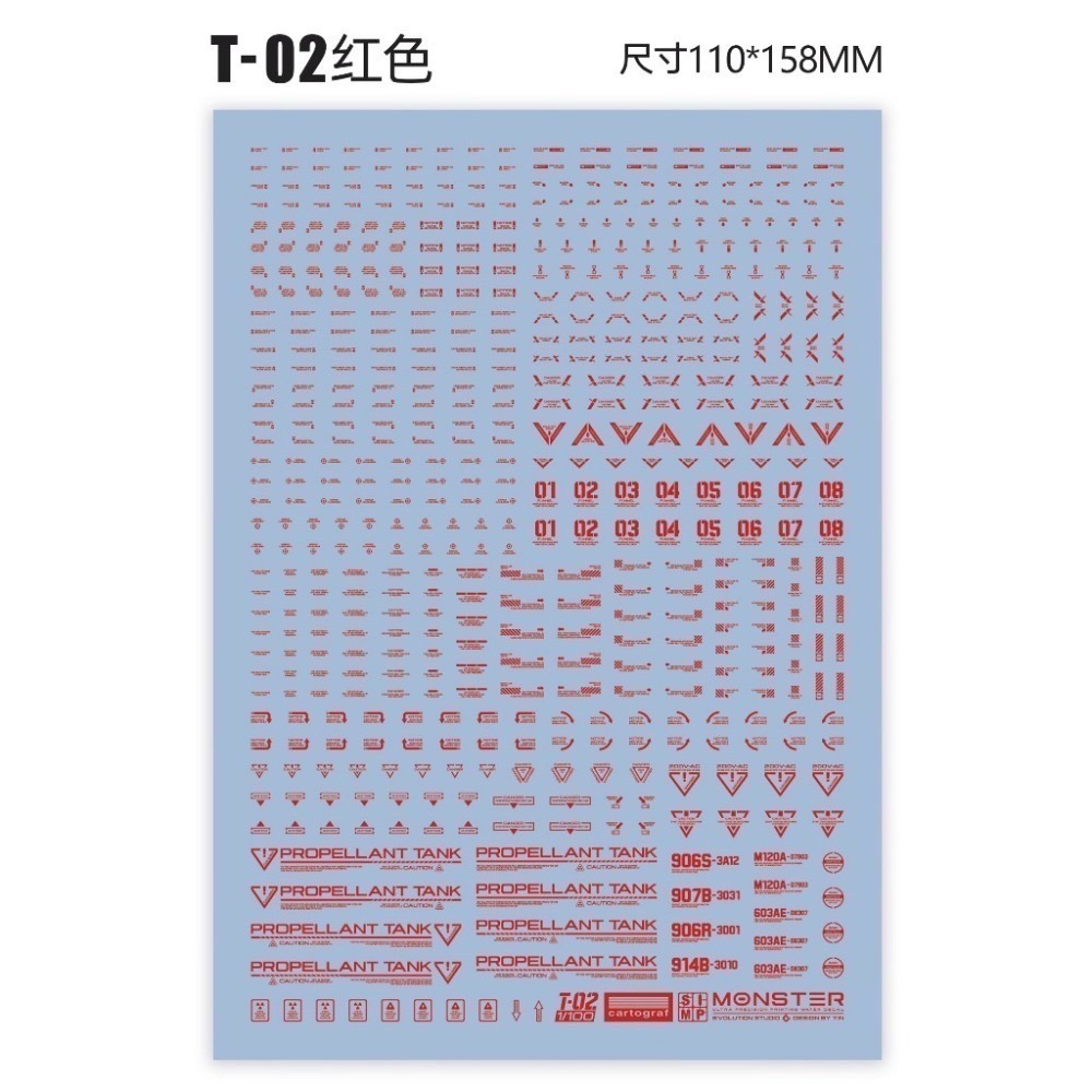[BUOCO] EVO Monster系列 T-01/T-02 高解析通用水貼 (義大利Cartograf製)1/100-規格圖6
