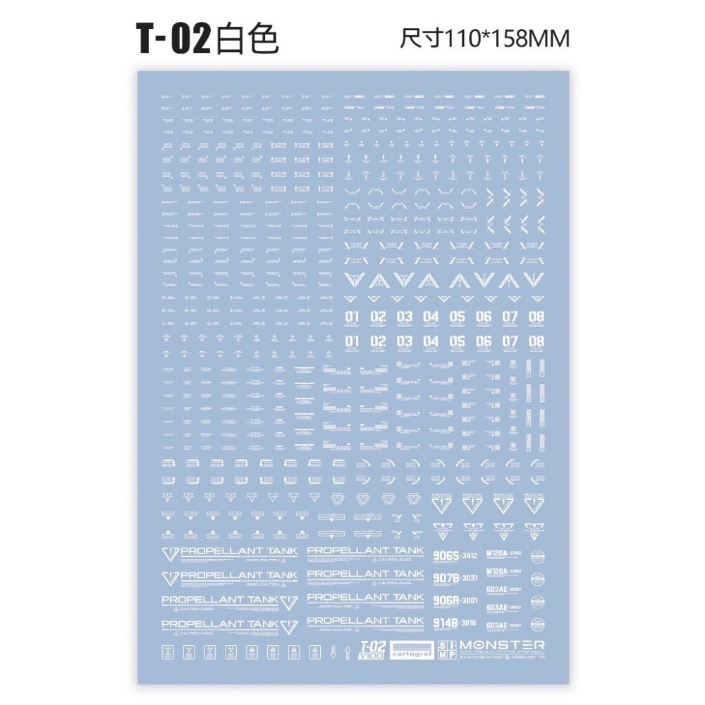 [BUOCO] EVO Monster系列 T-01/T-02 高解析通用水貼 (義大利Cartograf製)1/100-規格圖6