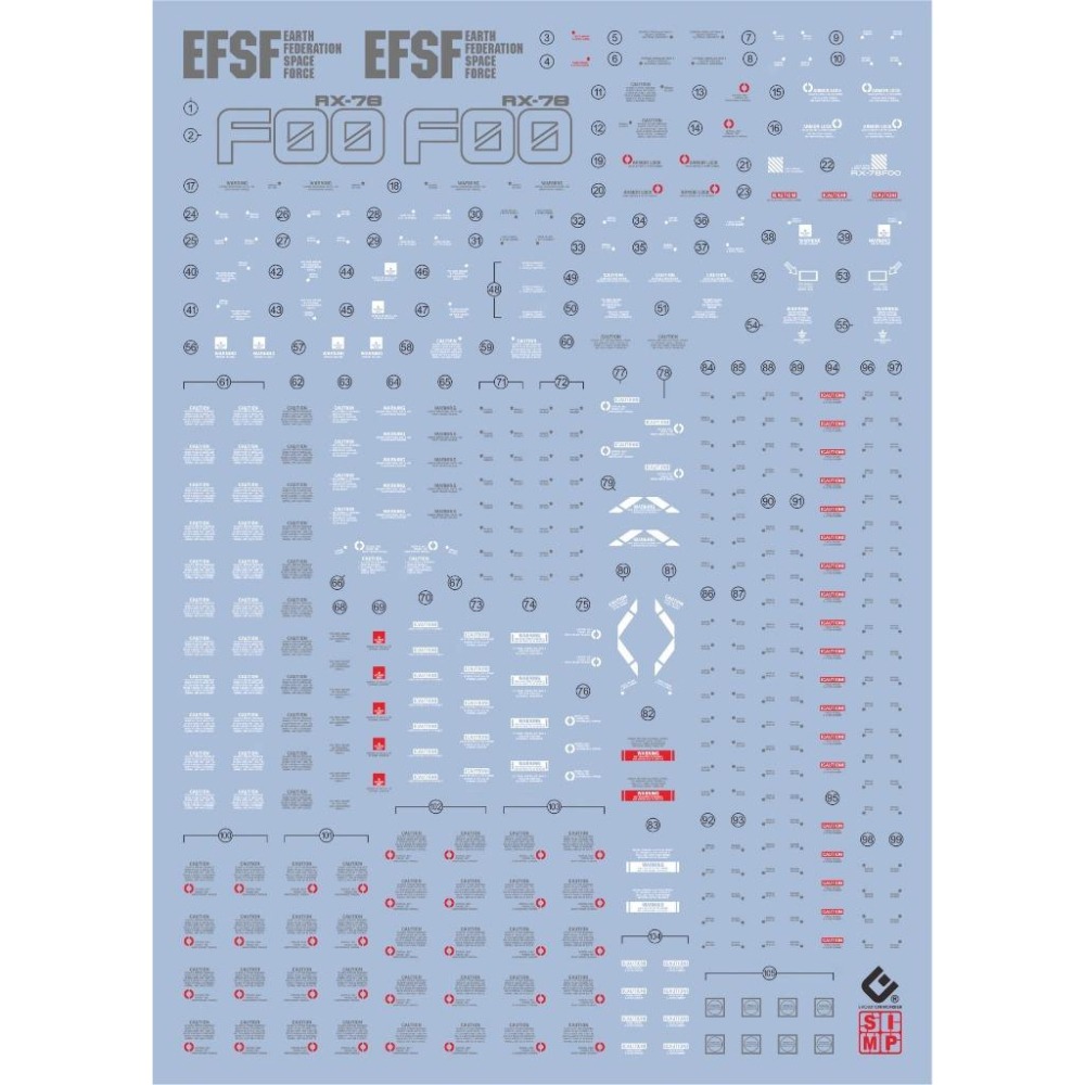 BUOCO] EVO MEGA-F00 1/48 RX-78F00 橫濱鋼彈 專用螢光水貼 (Mega Size)-細節圖2