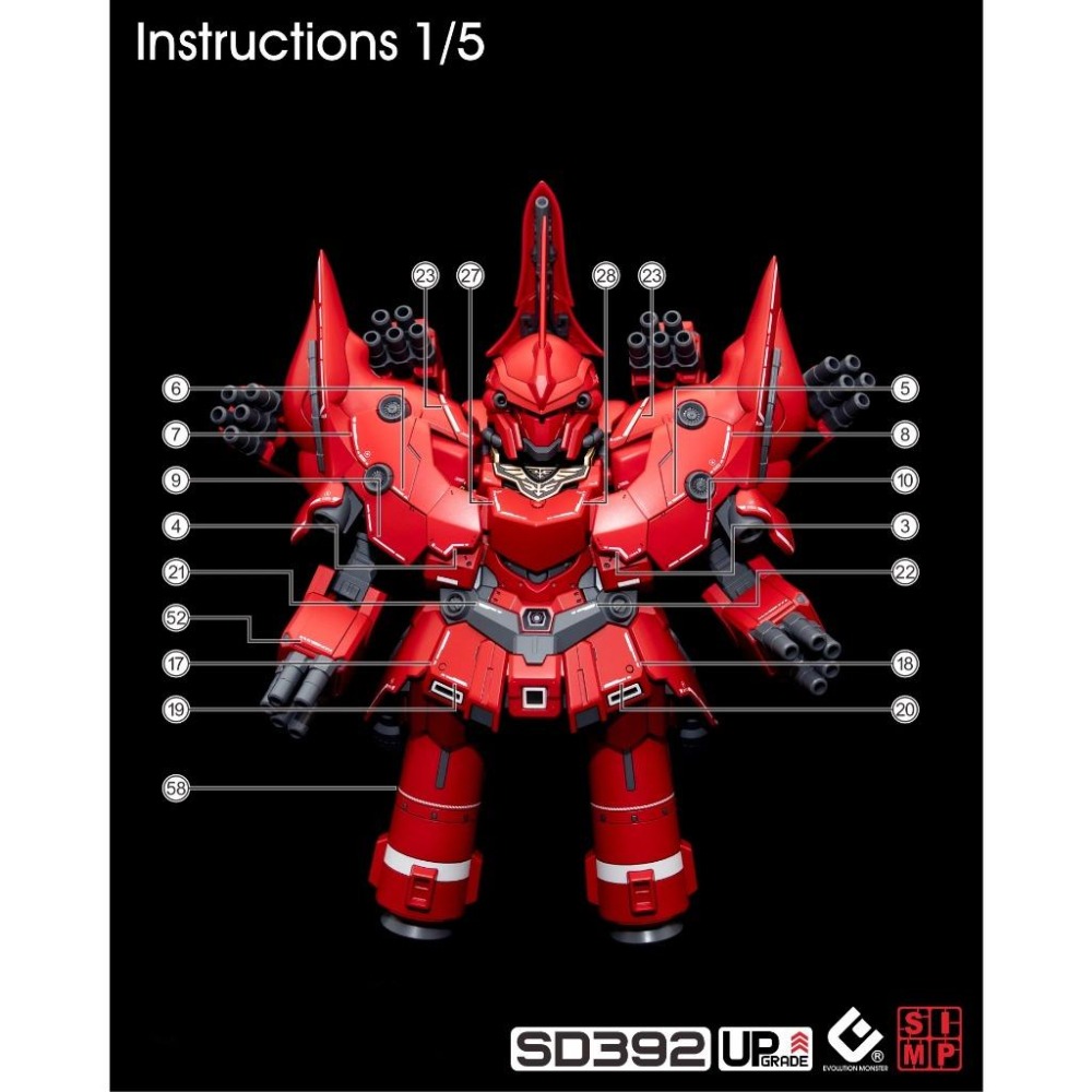 [BUOCO] EVO SD 新吉翁克 專用螢光水貼 (BB戰士 392) - 新安州  / 獨角獸 / NZ-999-細節圖3