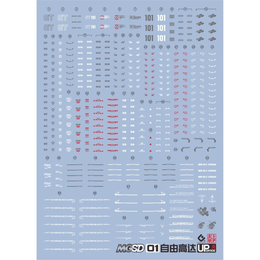 [BUOCO] EVO MGSD-01 MGSD 自由鋼彈 專用螢光水貼 - 煌大和 / ZGMF-X10A / 札夫特-細節圖6