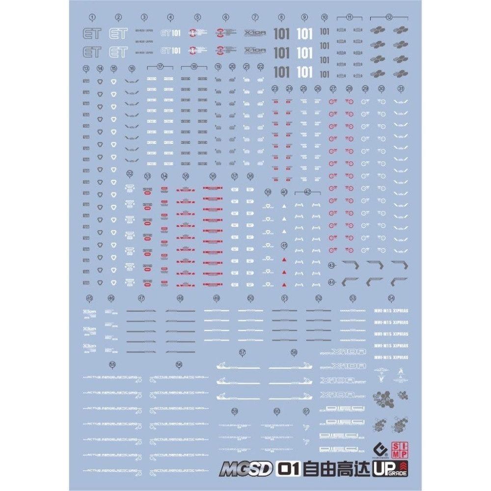[BUOCO] EVO MGSD-01 MGSD 自由鋼彈 專用螢光水貼 - 煌大和 / ZGMF-X10A / 札夫特-細節圖6
