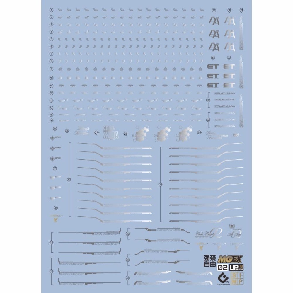 [BUOCO] EVO MGEX-02GS MGEX 攻擊自由鋼彈 專用頂級雙效水貼 (燙銀) - 煌大和-細節圖2