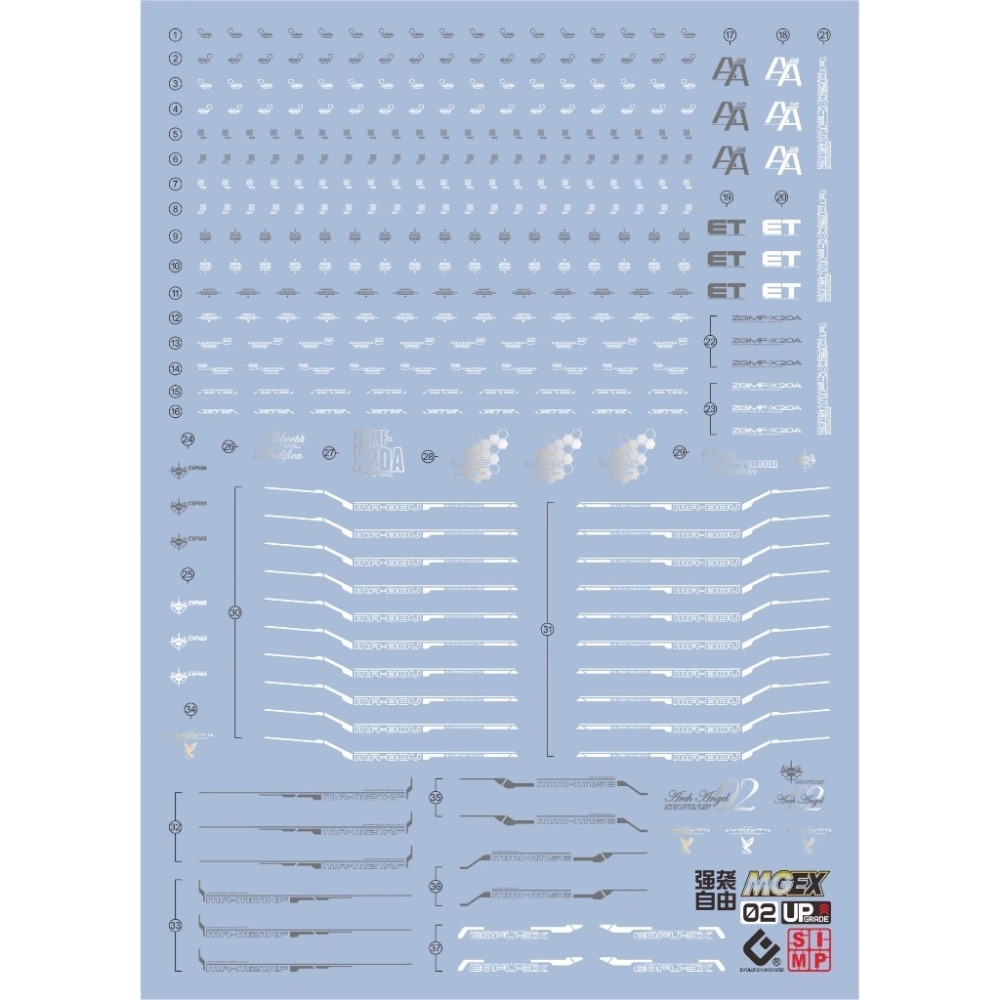 [BUOCO] EVO MGEX-02GS MGEX 攻擊自由鋼彈 專用頂級雙效水貼 (燙銀) - 煌大和-規格圖4