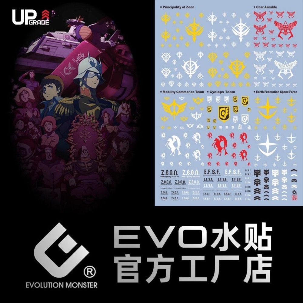 [BUOCO] EVO 0079 一年戰爭 通用標誌水貼 (螢光版) 通用水貼 - 聯邦 / 吉翁 / 夏亞 / 阿姆羅-細節圖2