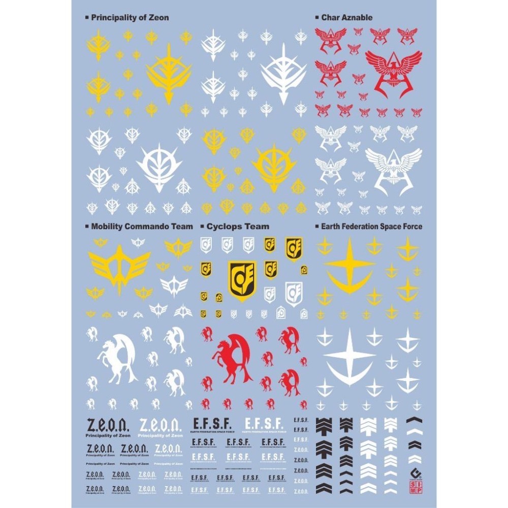 [BUOCO] EVO 0079 一年戰爭 通用標誌水貼 (螢光版) 通用水貼 - 聯邦 / 吉翁 / 夏亞 / 阿姆羅-細節圖3