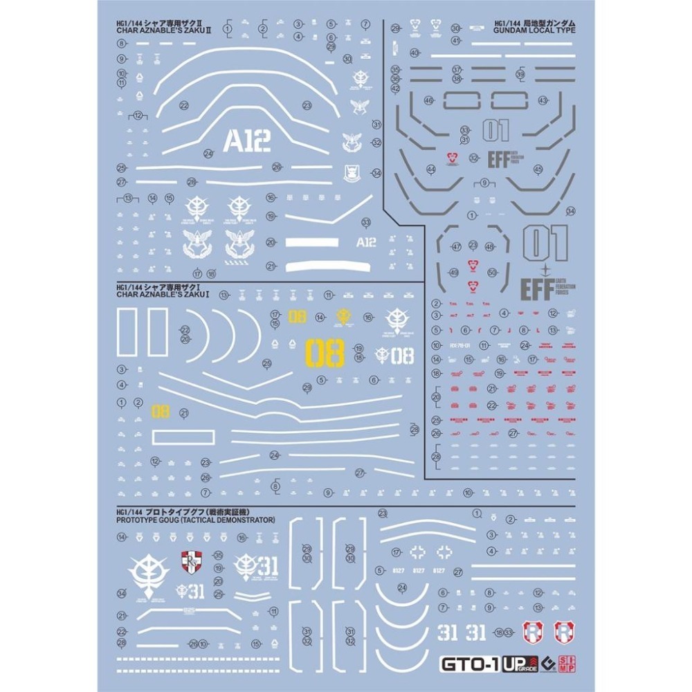 [BUOCO] EVO HG-G01 夏亞薩克 / 薩克I / 試作型古夫 / 局地型鋼彈 GTO 4合1 螢光水貼-細節圖2