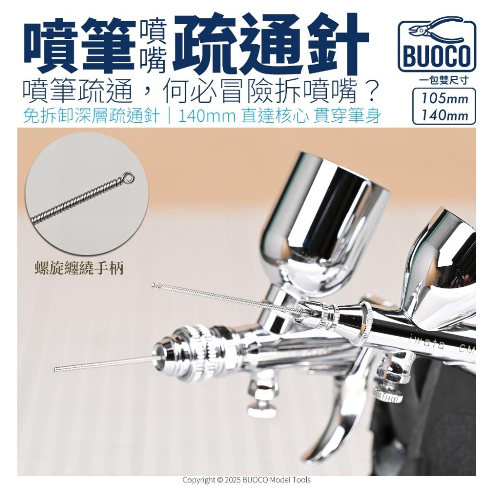 [BUOCO] 噴筆救星 職人級噴筆疏通針 雙針組 | 免拆噴嘴 140mm加長 |  專用保養 模型工具 通噴筆-細節圖7